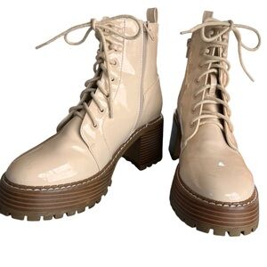 Cato Comfort Platform Boot Size 8 Cream Faux Patent‎ Leather